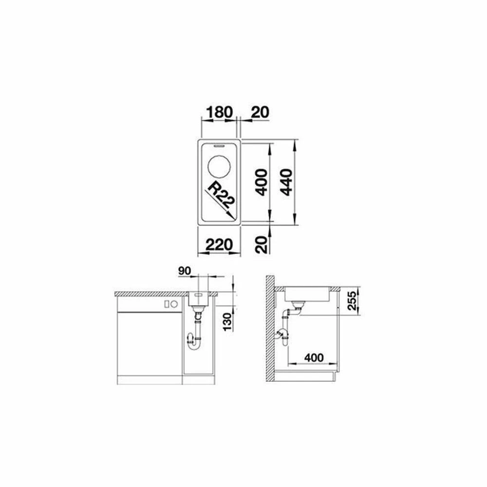 BLANCO Einbauspüle ANDANO 180-IF Edelstahl Seidenglanz | InFino Ablauf | 522951 5 BLANCO Einbauspüle ANDANO 180-IF Edelstahl Seidenglanz | InFino Ablauf | 522951 – Bild 3