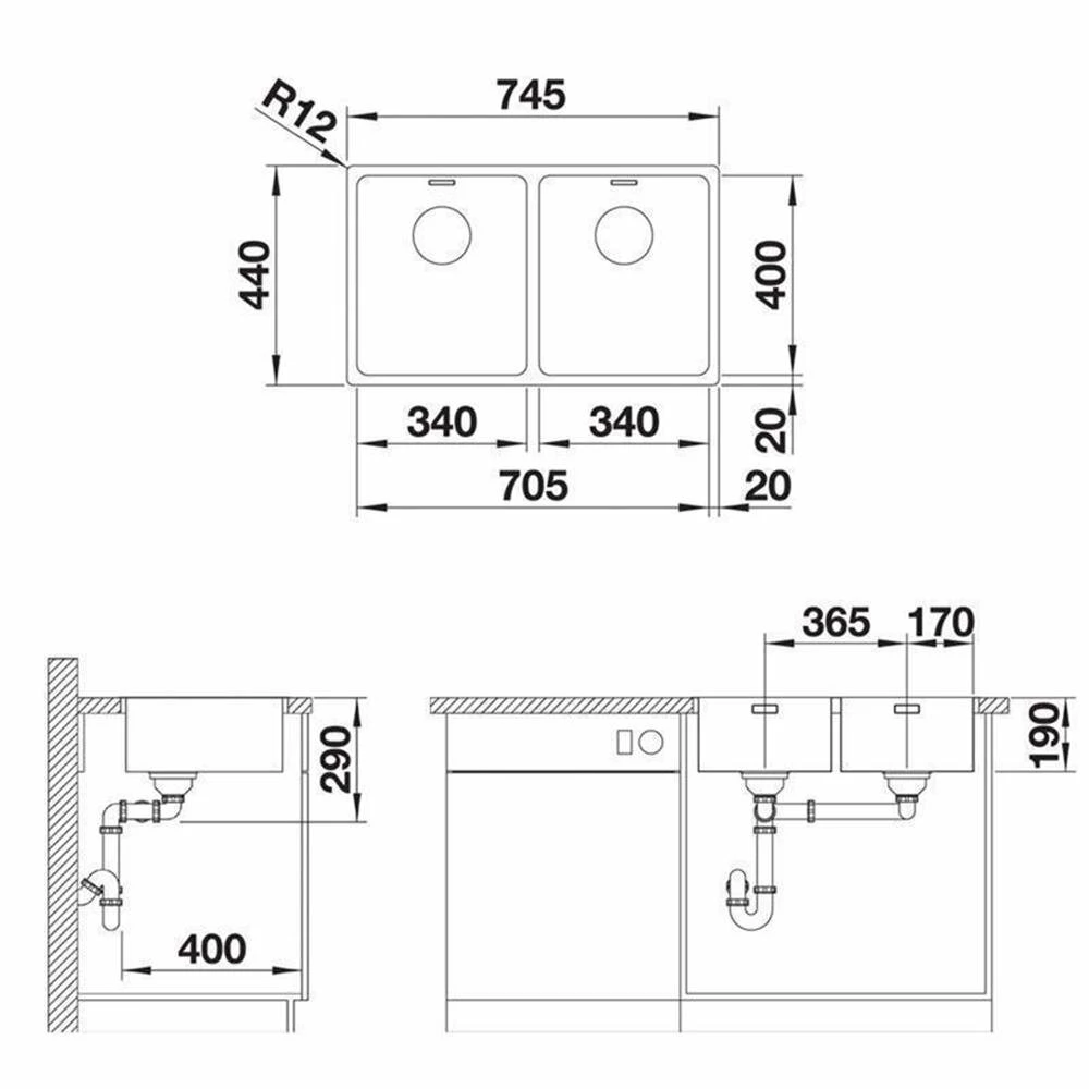BLANCO Einbauspüle ANDANO 340/340-IF Edelstahl Seidenglanz | InFino Ablauf | 522981 6 BLANCO Einbauspüle ANDANO 340/340-IF Edelstahl Seidenglanz | InFino Ablauf | 522981 – Bild 4