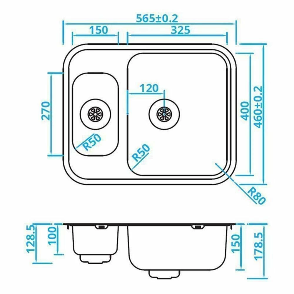 Caressi Einbauspüle Basic Line CABLPP1532R50 56,5 X 46 Cm Edelstahl 4 Caressi Einbauspüle Basic Line CABLPP1532R50 56,5 X 46 Cm Edelstahl – Bild 2
