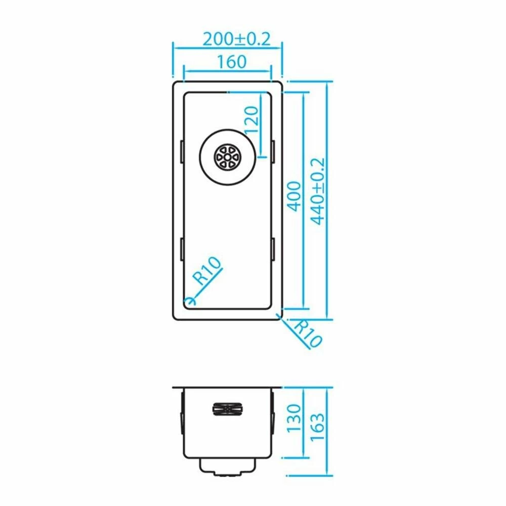 Caressi Einbauspüle CAPPR10 CAPP16R10 20 X 44 Cm Edelstahl 4 Caressi Einbauspüle CAPPR10 CAPP16R10 20 X 44 Cm Edelstahl – Bild 2