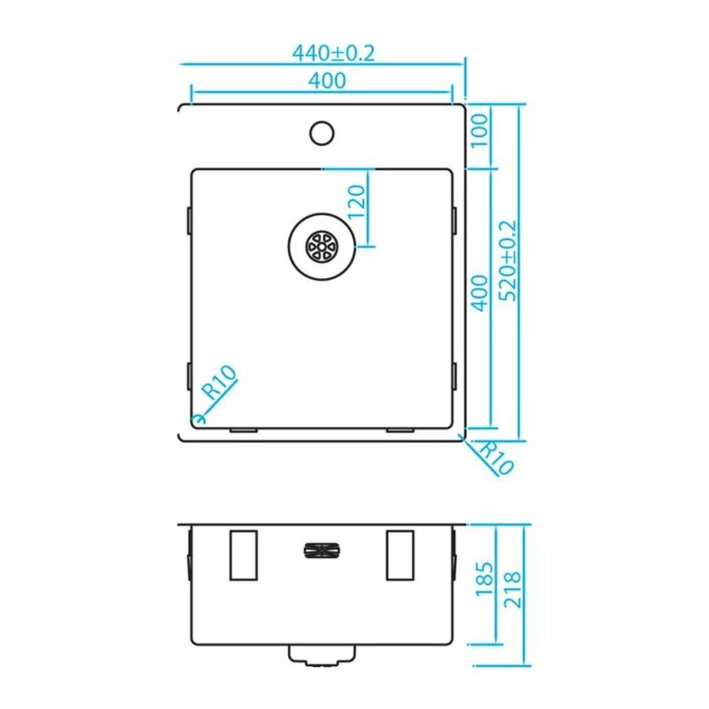 Caressi Einbauspüle CAPPR10 CAPP40KR10 44 X 52 Cm Edelstahl 4 Caressi Einbauspüle CAPPR10 CAPP40KR10 44 X 52 Cm Edelstahl – Bild 2