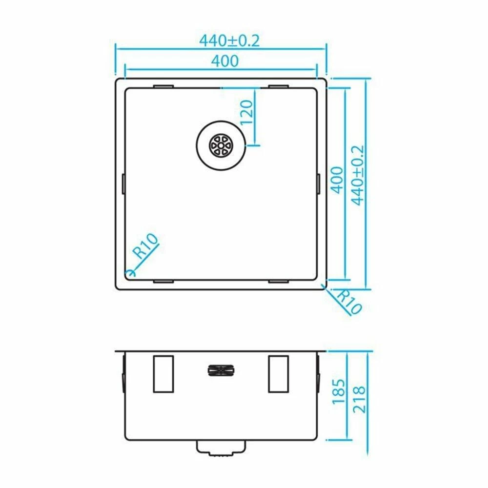 Caressi Einbauspüle CAPPR10 CAPP40R10 44 X 44 Cm 4 Caressi Einbauspüle CAPPR10 CAPP40R10 44 X 44 Cm – Bild 2