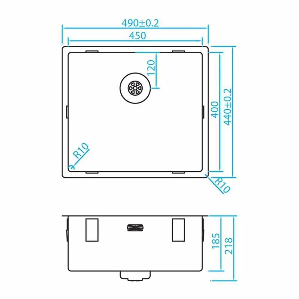 Caressi Einbauspüle CAPPR10 CAPP45R10 49 X 44 Cm Edelstahl 4 Caressi Einbauspüle CAPPR10 CAPP45R10 49 X 44 Cm Edelstahl – Bild 2