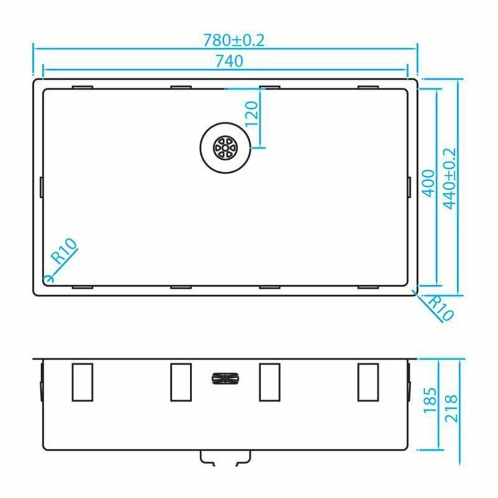 Caressi Einbauspüle CAPPR10 CAPP74R10 78 X 44 Cm Edelstahl 4 Caressi Einbauspüle CAPPR10 CAPP74R10 78 X 44 Cm Edelstahl – Bild 2