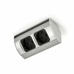 Corner Doppelsteckdosen, Steckdosenelement, Edelstahlfarbig