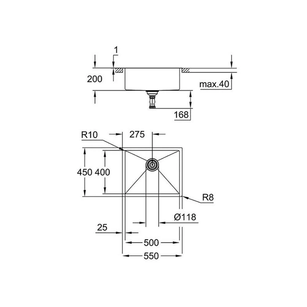 Grohe Einbaubecken K700 Spüle 60-S 55/45 1.0, Edelstahl 5 Grohe Einbaubecken K700 Spüle 60-S 55/45 1.0, Edelstahl – Bild 3