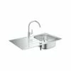 Grohe Einbauspülen-Set, K200 Edelstahlspüle + Bau Edge Armatur