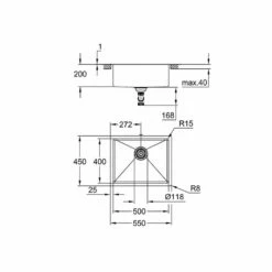 Grohe Spülbecken K700U 60-S 54,4/44,4 1.0, Edelstahl -SPUELENPROFI Verkäufe grohe spuelbecken k700u 60 s 544 444 10 edelstahl3