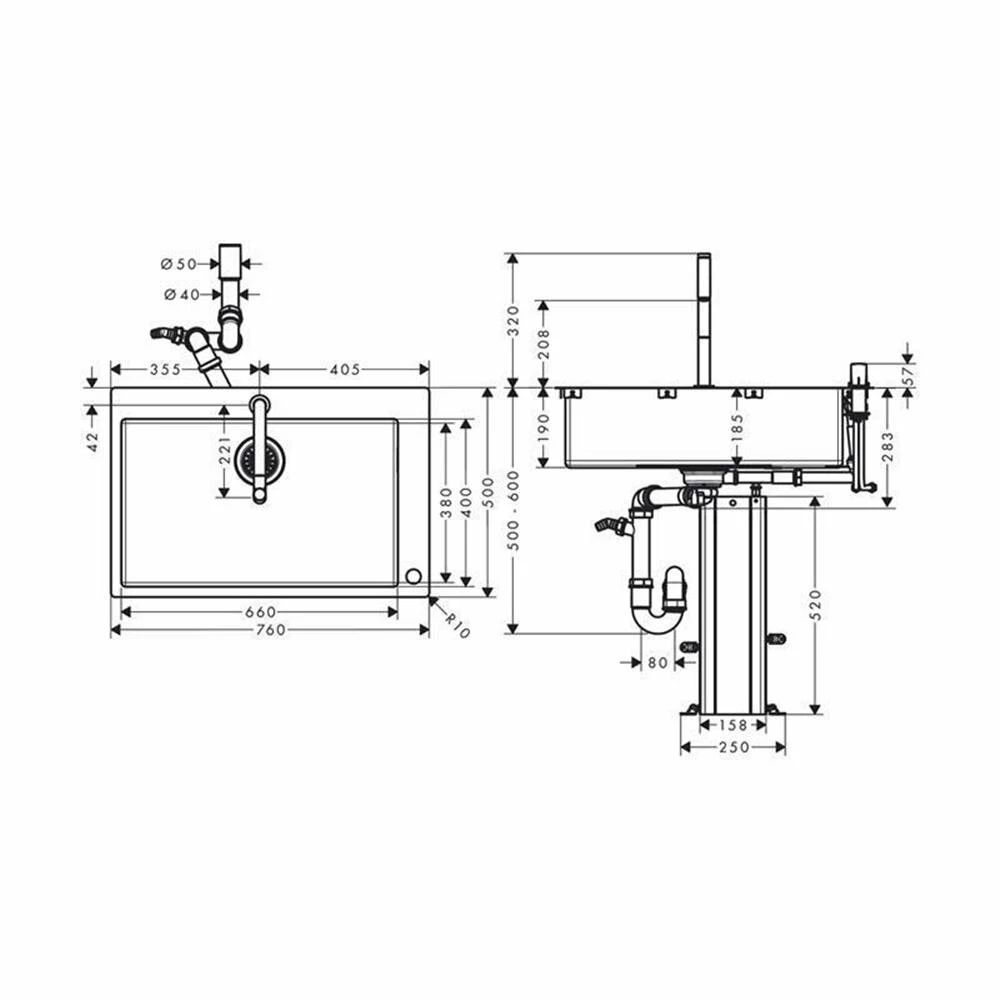 Hansgrohe Einbaupüle 660 Select Mit Küchenarmatur C71-F660-08 5 Hansgrohe Einbaupüle 660 Select Mit Küchenarmatur C71-F660-08 – Bild 3