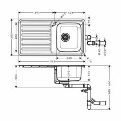 Hansgrohe Einbauspüle 340/400 S4111-F340 | Edelstahl -SPUELENPROFI Verkäufe hansgrohe einbauspuele 340 400 s4111 f340 edelstahl3