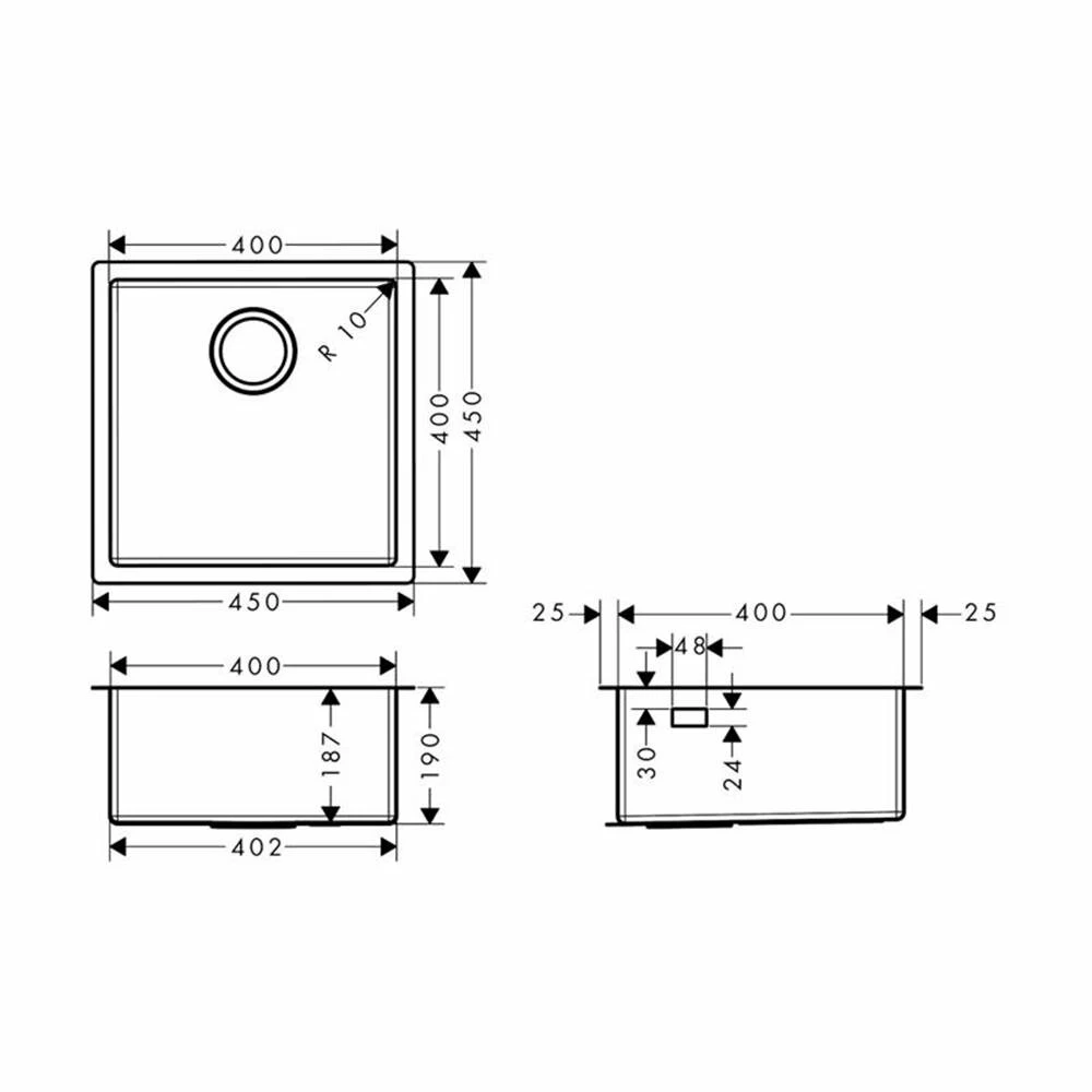Hansgrohe Einbauspüle 400 S719-U400 | Edelstahl 5 Hansgrohe Einbauspüle 400 S719-U400 | Edelstahl – Bild 3