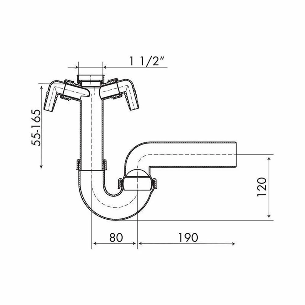 Kugelgelenksiphon, Siphon 1 ½" X Ø 40/50 Mm, Mit 2 Geräteanschlüssen 4 Kugelgelenksiphon, Siphon 1 ½" X Ø 40/50 Mm, Mit 2 Geräteanschlüssen – Bild 2