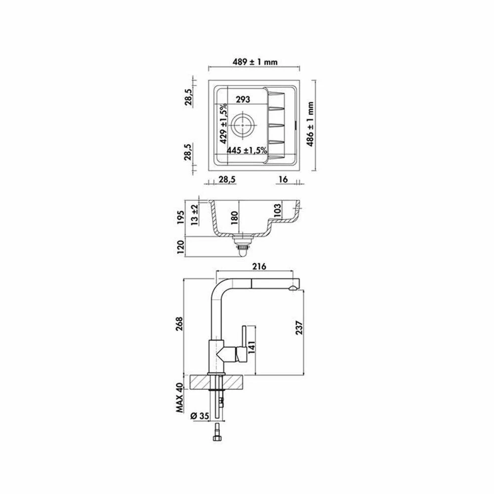 Naber Unterbauspülen-Set PickUP U Keramik Schiefer Und Armatur Arco 2 Chrom Hochdruck 7 Naber Unterbauspülen-Set PickUP U Keramik Schiefer Und Armatur Arco 2 Chrom Hochdruck – Bild 5