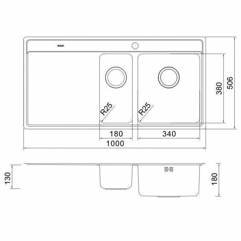 Oulin Einbauspüle OL0325 (1000 X 506) 1 1/2 Becken Rechts 4 Oulin Einbauspüle OL0325 (1000 X 506) 1 1/2 Becken Rechts – Bild 2