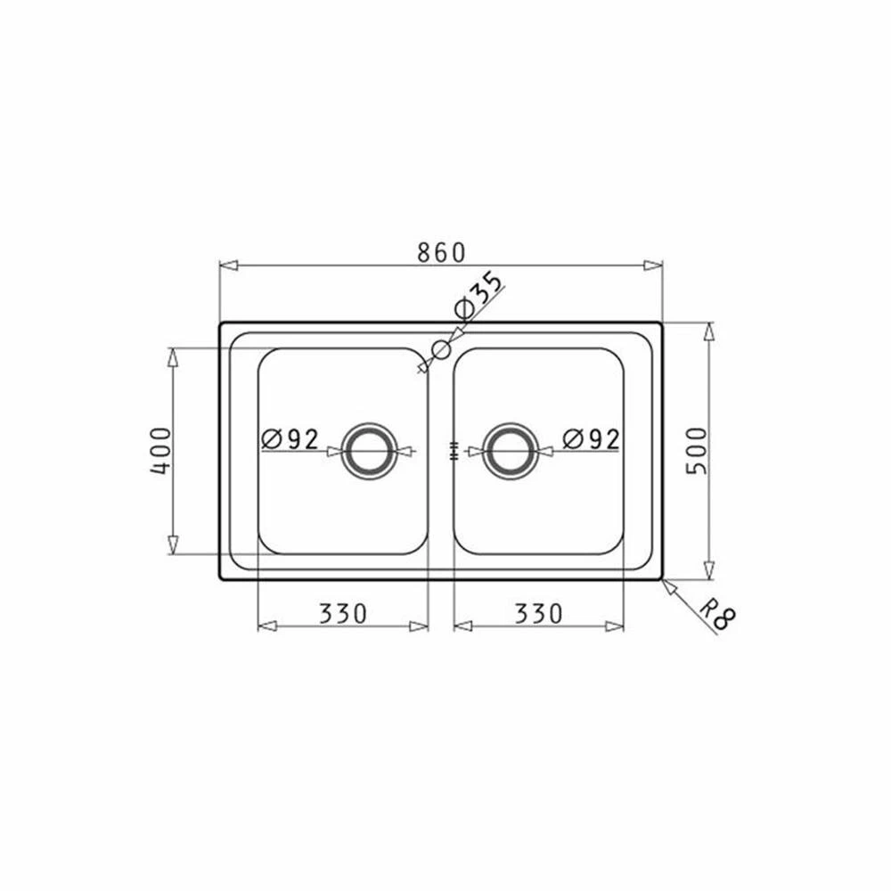 Pyramis Einbaubecken Alea (86x50) 2 B Edelstahl Poliert 4 Pyramis Einbaubecken Alea (86x50) 2 B Edelstahl Poliert – Bild 2