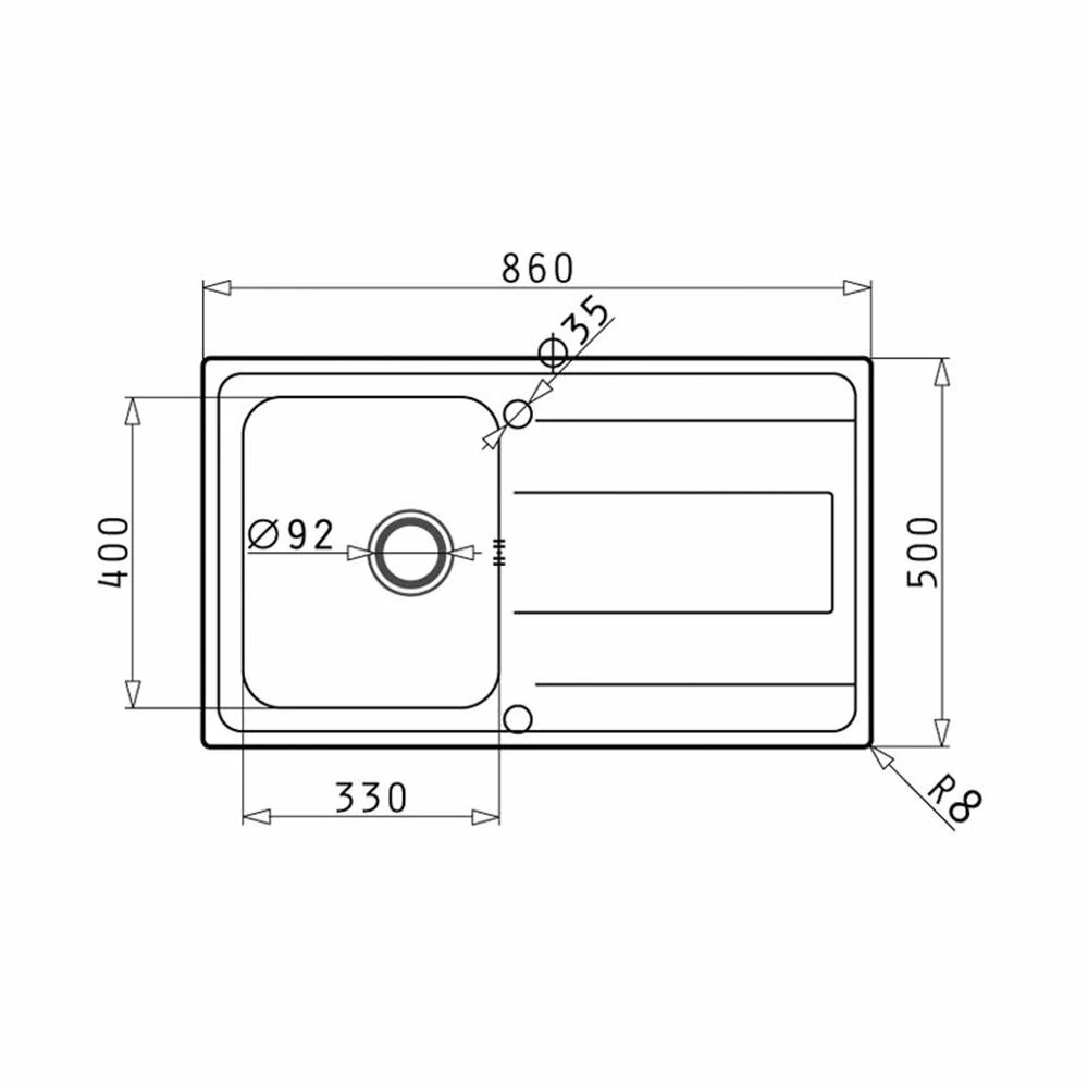 Pyramis Einbauspüle ALEA (86X50) 1B 1D 5 Pyramis Einbauspüle ALEA (86X50) 1B 1D – Bild 3