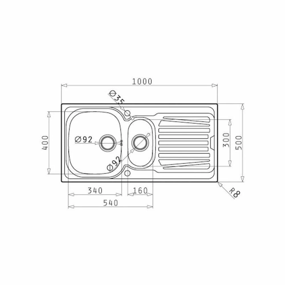 Pyramis Einbauspüle SPARTA (100X50) 1 1/2B 1 D 4 Pyramis Einbauspüle SPARTA (100X50) 1 1/2B 1 D – Bild 2
