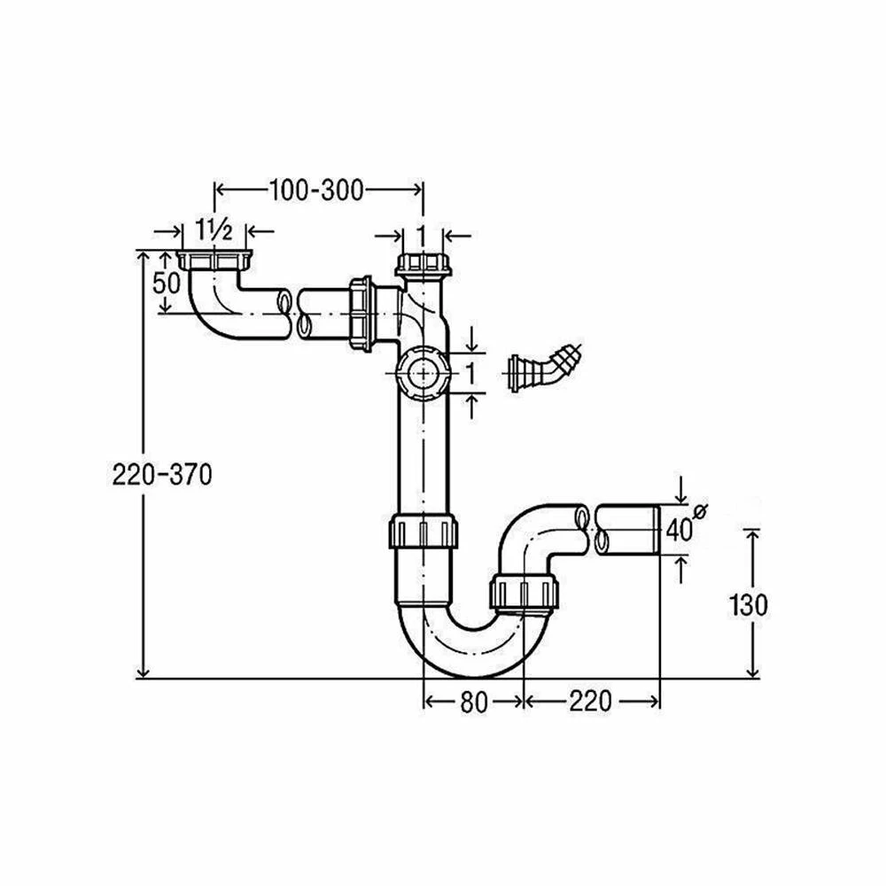 Raumspar-Siphon / Geruchverschluss 1 1/2" X 40 Mm, 1 Geräteanschluss 5 Raumspar-Siphon / Geruchverschluss 1 1/2" X 40 Mm, 1 Geräteanschluss – Bild 3