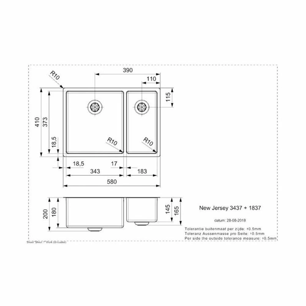 Reginox Einbaubecken New Jersey 34x37+18x37 4 Reginox Einbaubecken New Jersey 34x37+18x37 – Bild 2