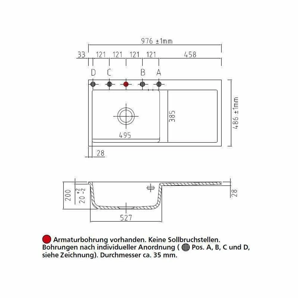 Systemceram Einbauspüle KeraDomo MERA 100 SL F Becken Links Flächenbündig 5 Systemceram Einbauspüle KeraDomo MERA 100 SL F Becken Links Flächenbündig – Bild 3