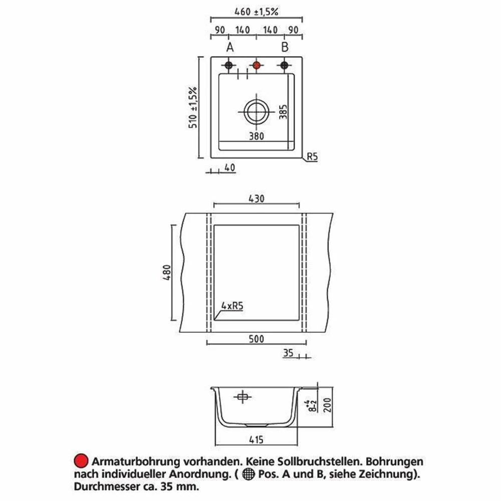 Systemceram Einbauspüle KeraDomo MERA 46 4 Systemceram Einbauspüle KeraDomo MERA 46 – Bild 2