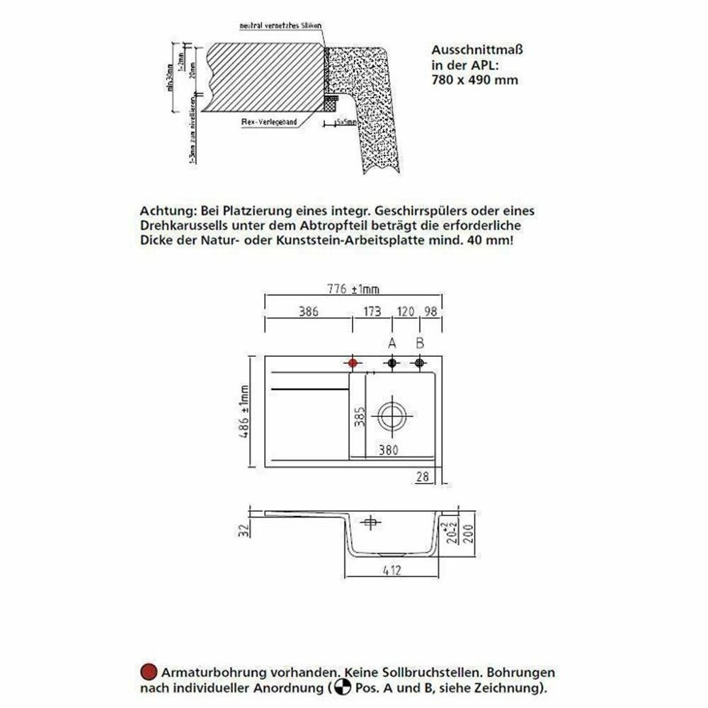 Systemceram Einbauspüle KeraDomo STEMA 80 F Flächenbündig Becken Rechts 5 Systemceram Einbauspüle KeraDomo STEMA 80 F Flächenbündig Becken Rechts – Bild 3