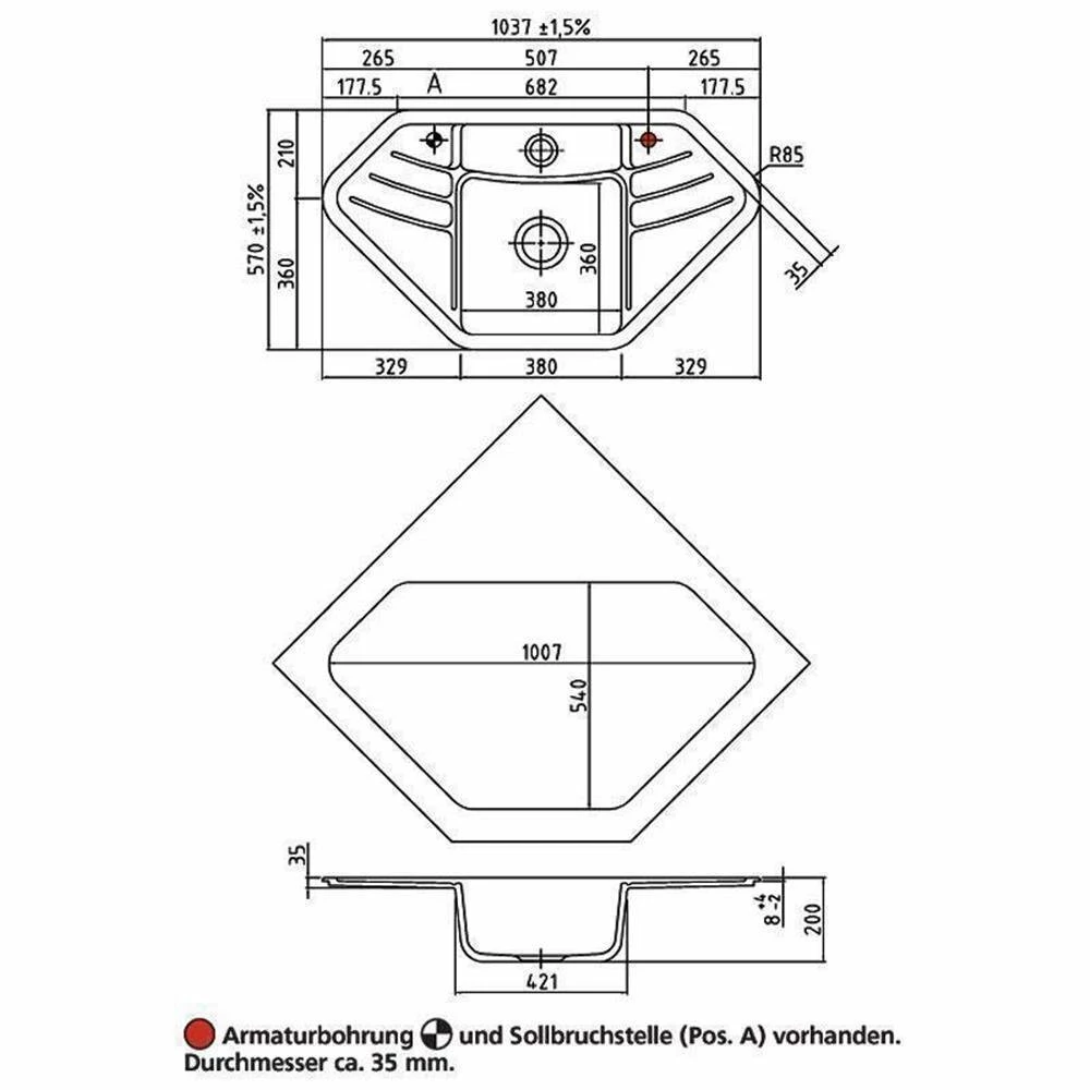 Systemceram Einbauspüle KeraDomo VEGA ECK 4 Systemceram Einbauspüle KeraDomo VEGA ECK – Bild 2